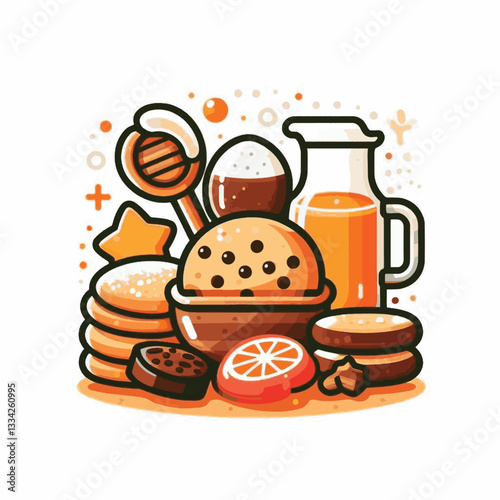 dessert, cookie, food, biscuit, sweet, bakery, background, chocolate, delicious, snack, homemade, brown, isolated, candy, pastry, cake, bake, chip, tasty, breakfast, fresh, treat, closeup, sugar, vect