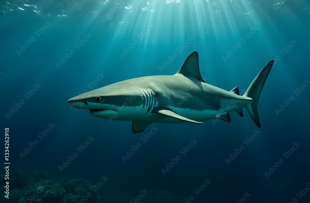 Fototapeta premium Shark swimming in the calm waters
