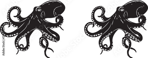 octopus silhouette vector illustration art