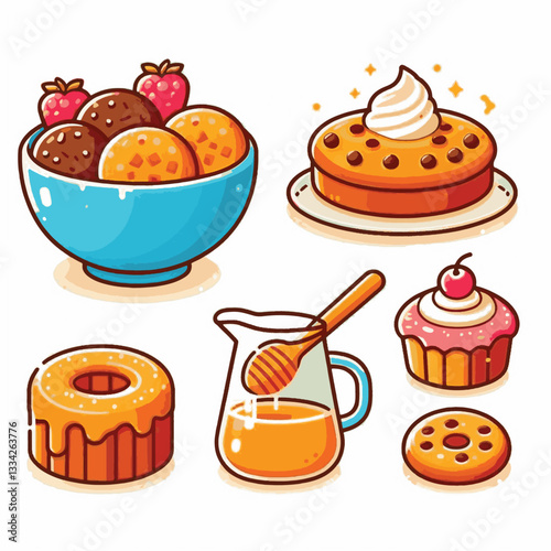 dessert, cookie, food, biscuit, sweet, bakery, background, chocolate, delicious, snack, homemade, brown, isolated, candy, pastry, cake, bake, chip, tasty, breakfast, fresh, treat, closeup, sugar, vect