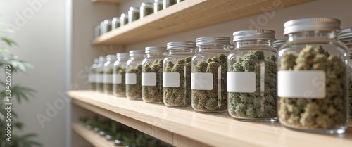 Wallpaper Mural cannabis sorted in jars in a specialty store. Torontodigital.ca