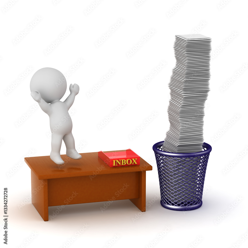 Fotografia Happy 3D Character with Empty Inbox