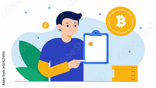Filing Extensions A character looking relieved as they submit a form labeled Tax Extension for Crypto while holding digital currency indicating the option of requesting more time