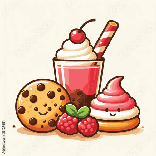 dessert, cookie, food, biscuit, sweet, bakery, background, chocolate, delicious, snack, homemade, brown, isolated, candy, pastry, cake, bake, chip, tasty, breakfast, fresh, treat, closeup, sugar, vect
