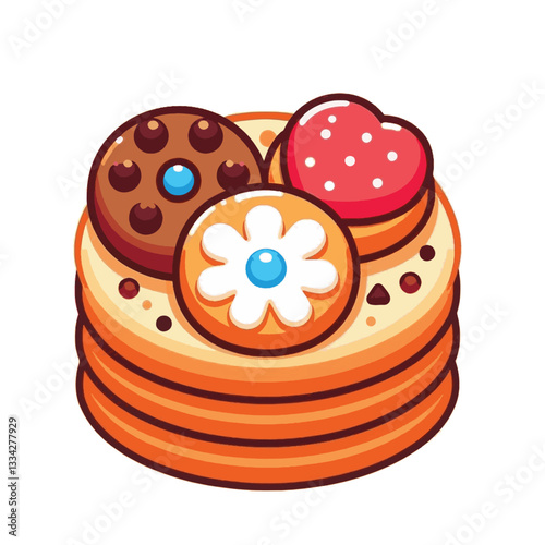 dessert, cookie, food, biscuit, sweet, bakery, background, chocolate, delicious, snack, homemade, brown, isolated, candy, pastry, cake, bake, chip, tasty, breakfast, fresh, treat, closeup, sugar, vect