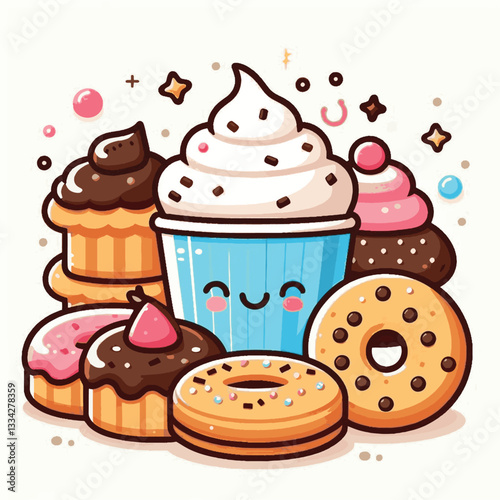 dessert, cookie, food, biscuit, sweet, bakery, background, chocolate, delicious, snack, homemade, brown, isolated, candy, pastry, cake, bake, chip, tasty, breakfast, fresh, treat, closeup, sugar, vect