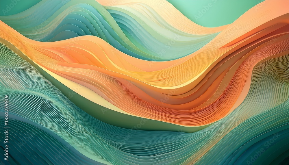 layered geometric patterns melting into organic waves, smooth transitions with vibrant colors layered geometric patterns melting into organic waves, smooth transitions with vibrant colors