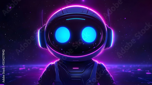 Cute robot astronaut in space