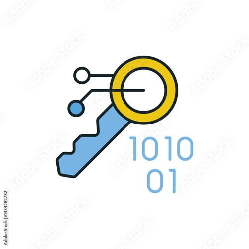 Digital Key Icon Representing Binary Code.