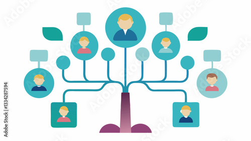 Family Tree with Roots and Branches A visual representation of a family tree with roots representing foundational values and branches showing the inheritance of assets highlighting
