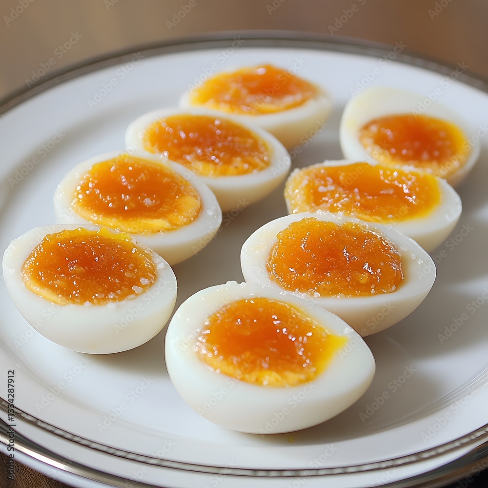 Delicious Salted Egg Yolk Halves, Closeup Food Photography