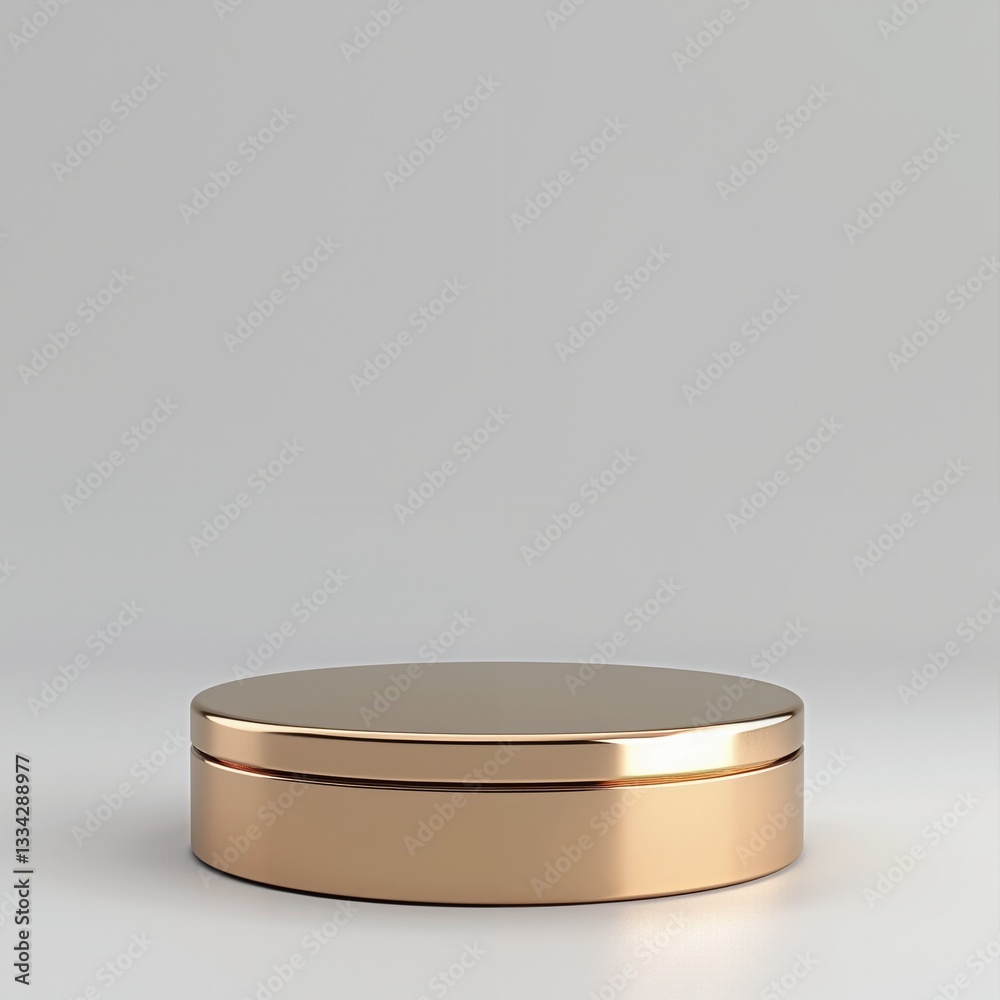 Gold podium on white. Minimalist product display. Mockup, banner, advertising. Copy space. Gold podium on white. Minimalist product display. Mockup, banner, advertising. Copy space.