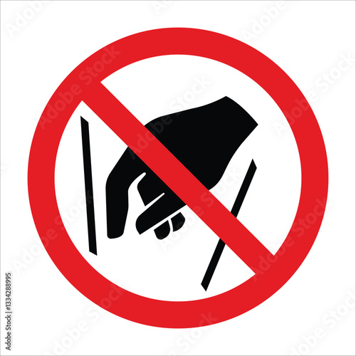 Wallpaper Mural Prohibition sign with black hand silhouette inserting fingers into something is forbidden, on white background Torontodigital.ca