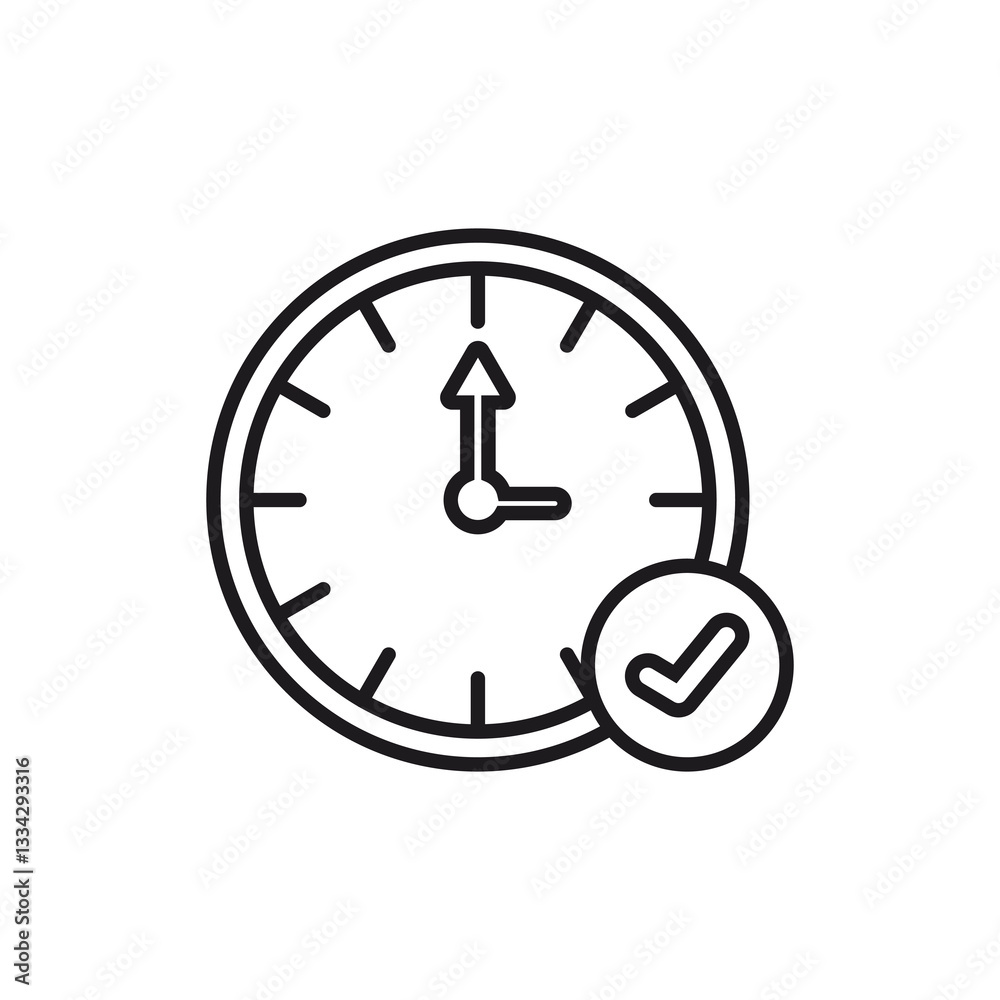 Clock with a check mark, symbolizing completion or timely accomplishment. Suitable for time management, success, and project completion concepts. Clock with a check mark, symbolizing completion or timely accomplishment. Suitable for time management, success, and project completion concepts.