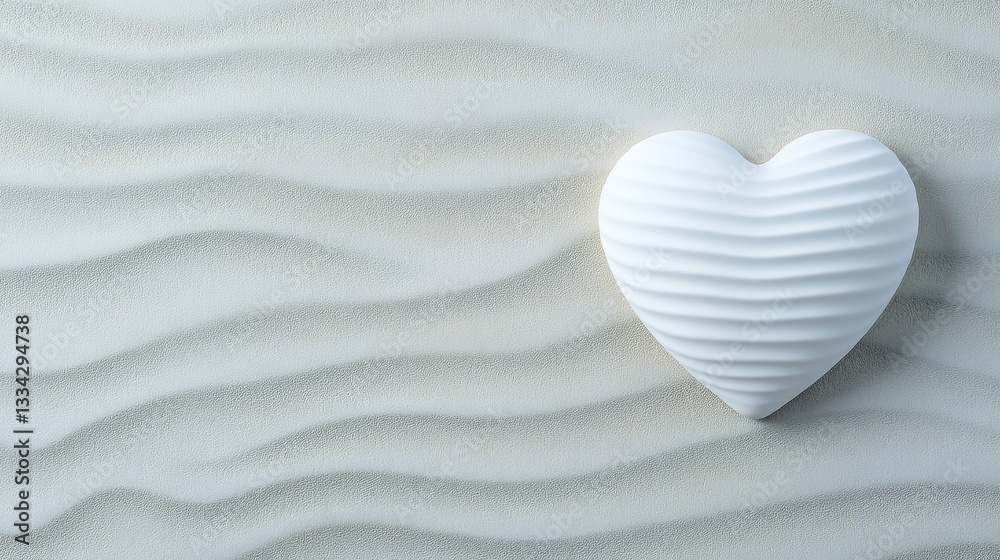 Fototapeta premium White Heart on Textured Grey Background