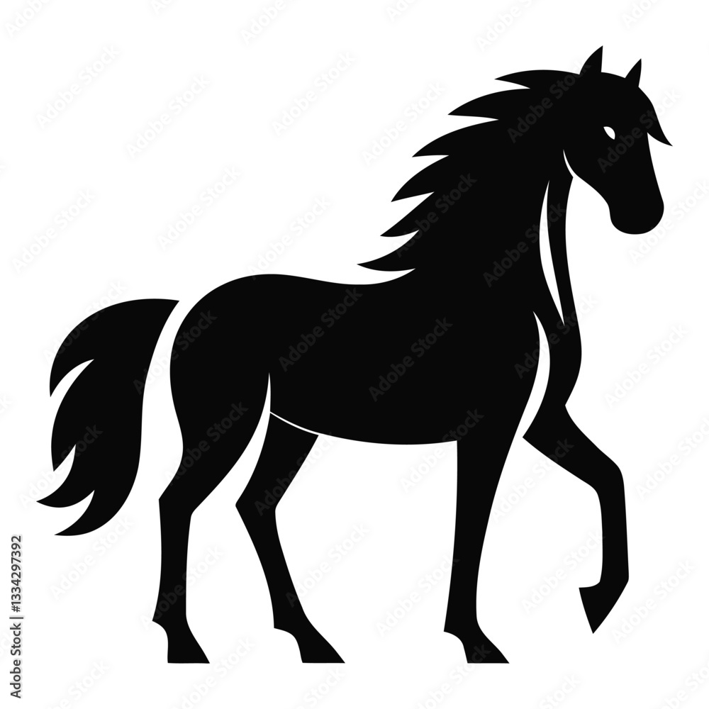 Obraz premium Majestic Black Horse Silhouette – Elegant Equestrian Logo