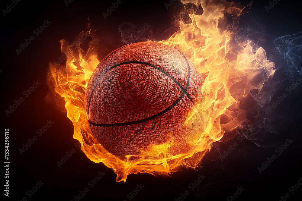 Fototapeta premium Burning basketball representing fiery passion for the game