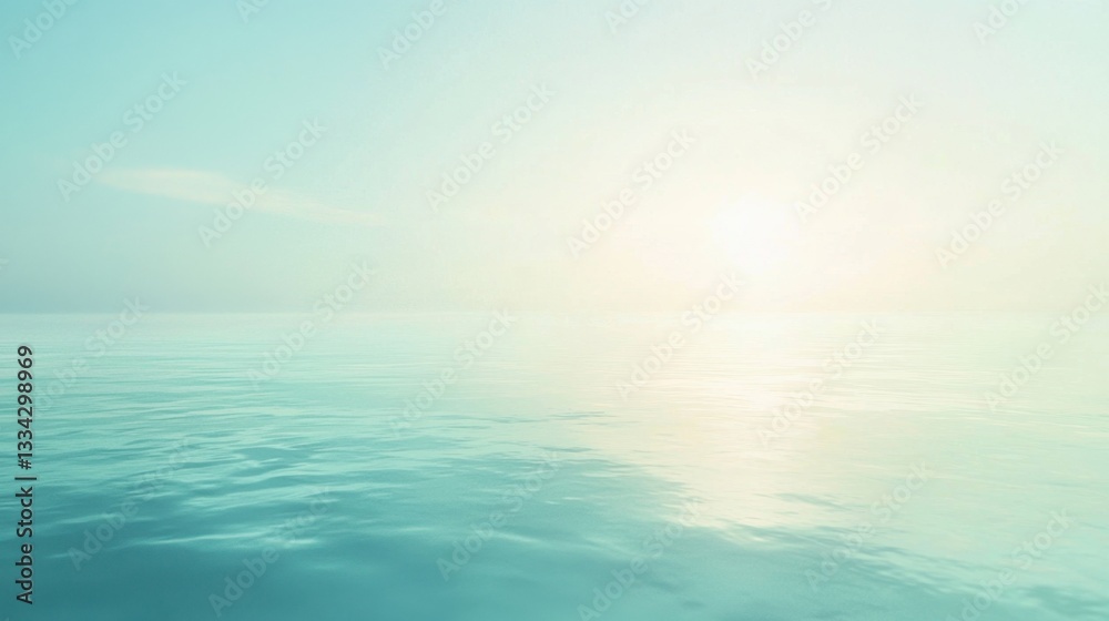 Obraz premium Calm waters reflect the soft hues of the sunrise while mist gently rises, creating a tranquil atmosphere perfect for peaceful contemplation and nature appreciation