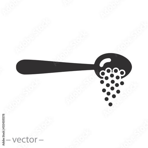 add teaspoon ingredients, spoon sugar powder icon, cooking food baking, flat vector illustration