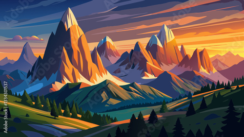 Majestic Odle group peaks on Dolomite Alps During Sunset. Unsurpassed Landscape of Dolomites Mountains with colorful Sky, under Sunlit. popular travel 
