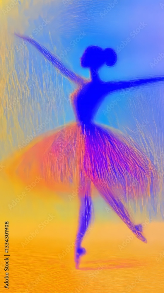 Obraz premium Ballet dancer performs gracefully in an abstract style against a colorful background