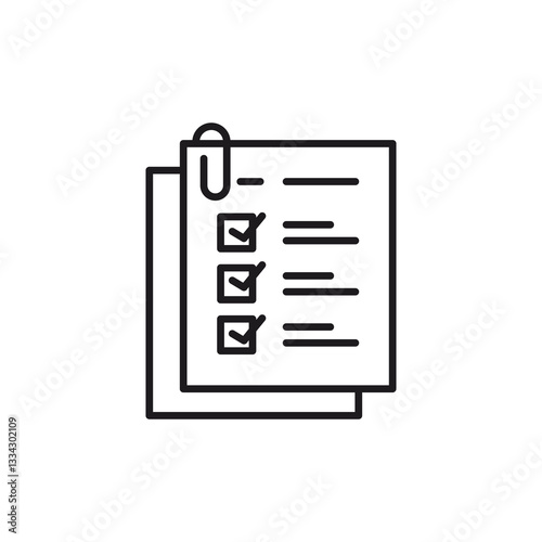 Checklist with a paperclip, suitable for organizing tasks, time management, office supplies, planning, reminders, todo lists, productivity concepts.
