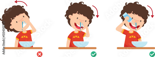 Right and Wrong ways of clean your nose vector illustration