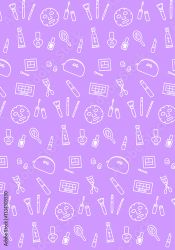 かわいい手書きコスメの白抜き背景パターン