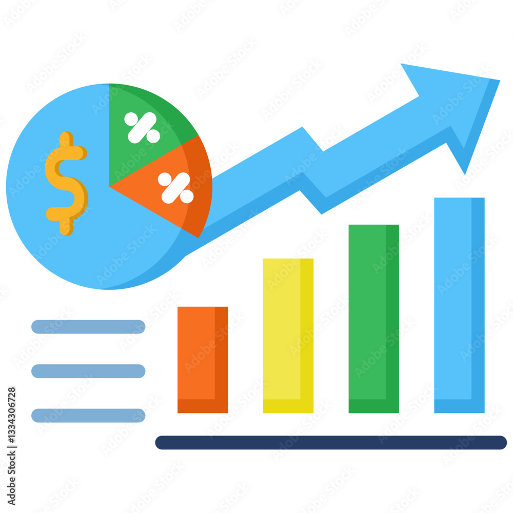 Investment Growth icon in Flat Color Style. Simple Vector Design. Simple Vector Flat Icon Investment Growth icon in Flat Color Style. Simple Vector Design. Simple Vector Flat Icon