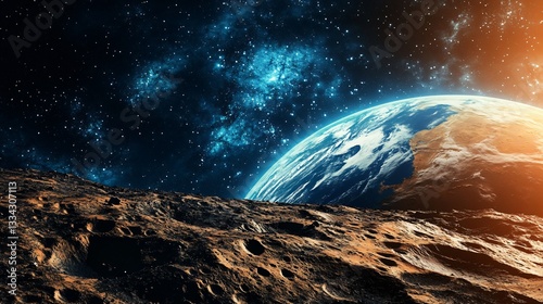 View of Planet Earth and Space from Martian Surface