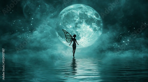 Enchanting Water Fairy Walking into the Moonlight