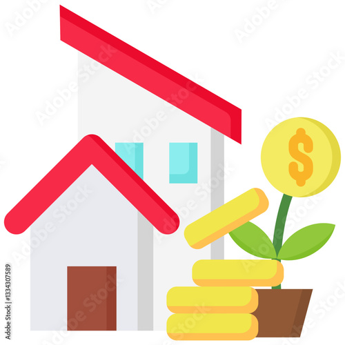 Property Investment icon in Flat Color Style. Simple Vector Design. Simple Vector Flat Icon