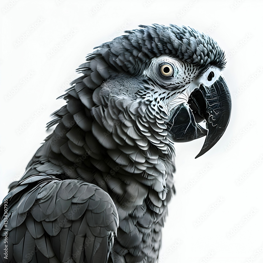 Fototapeta premium grey parrot on white background