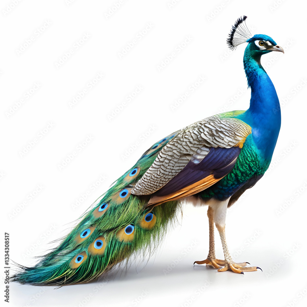 Obraz premium indian peafowl on white background