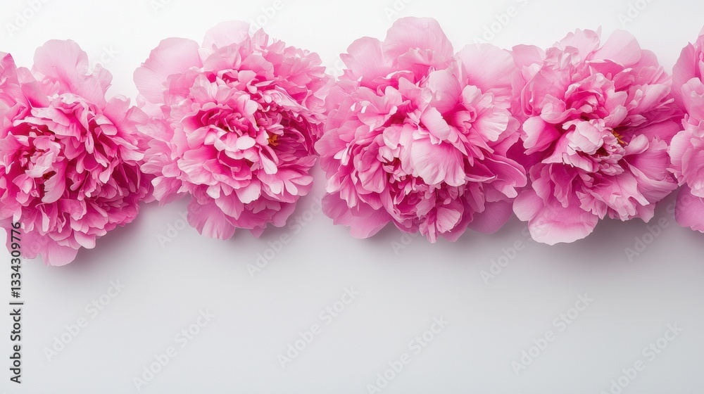 Fototapeta premium Soft Pink Peonies Arrangement on a White Background for Decor