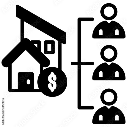 Real Estate Crowdfunding icon in Mix Filled Style. Simple Vector Design. Simple Vector Outline Filled Icon