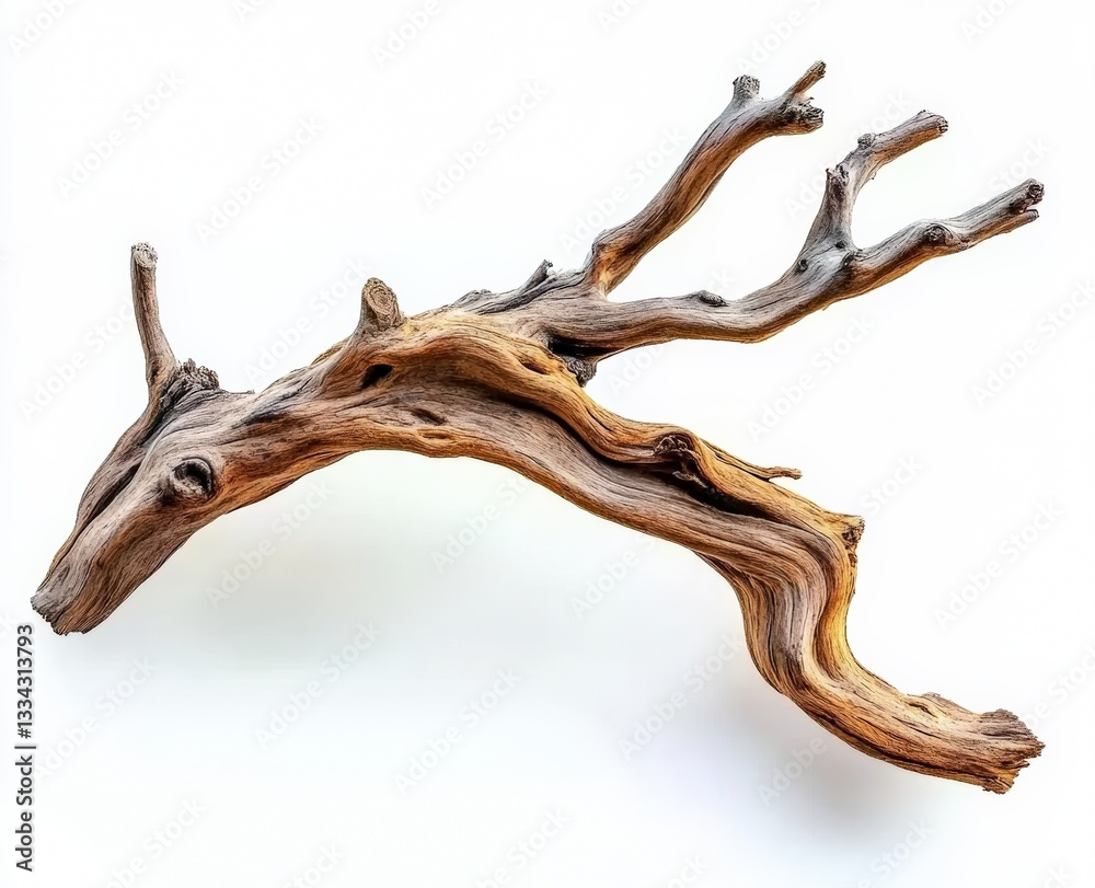 Fototapeta premium Gnarled branch forming an arch against white background