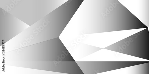 Abstract Diamond Triangle Polygonal Clean White Background .A smooth gray abstract background with geometric patterns and light contrasts, low-poly banner. 3D design template                          