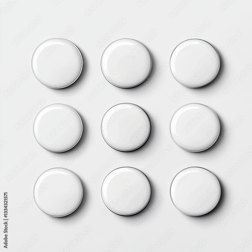 White Badge Mockup – Various Styles and Shapes for Branding and ID Cards