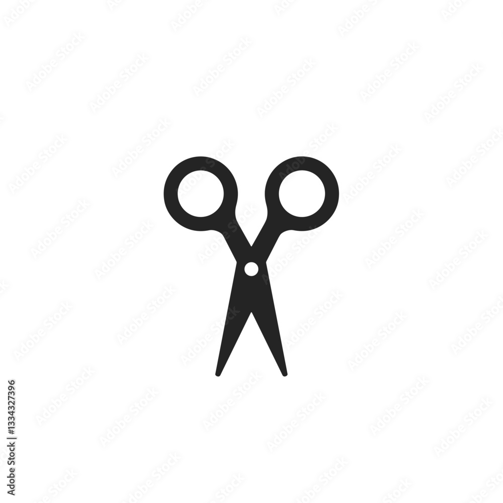 Minimalist line art illustration of scissors on a white background Minimalist line art illustration of scissors on a white background