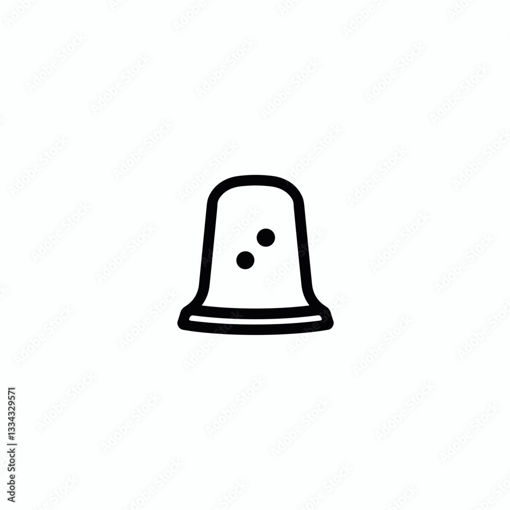 Minimalist line art illustration of a thimble on a white background Minimalist line art illustration of a thimble on a white background