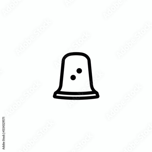 Minimalist line art illustration of a thimble on a white background