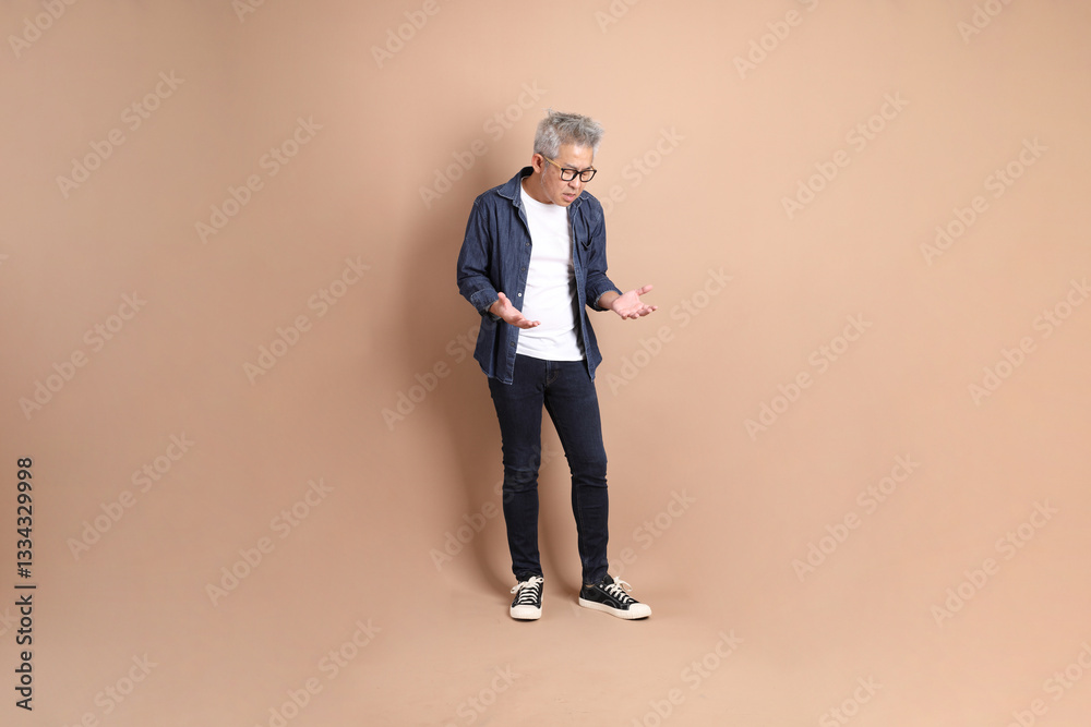 50s Asian Man in casual clothes