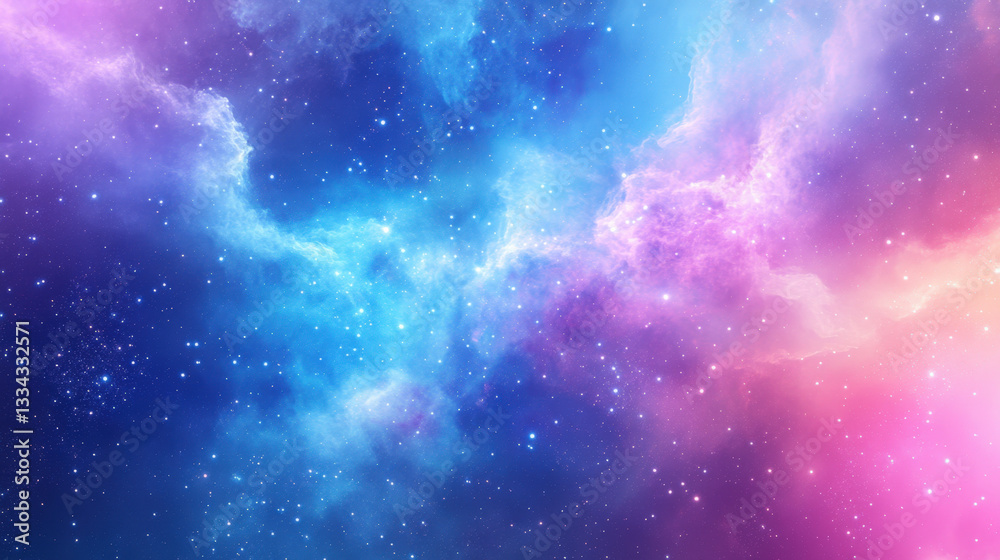 Naklejka premium Colorful cosmic nebula backdrop with shimmering stars a dreamy celestial scene capturing the ethereal beauty of space exploration and astronomical wonder