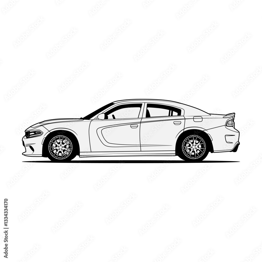Black And White Car Vector Illustration For Conceptual Design. Separated layers, easy to edit in your vector supported software. Black And White Car Vector Illustration For Conceptual Design. Separated layers, easy to edit in your vector supported software.