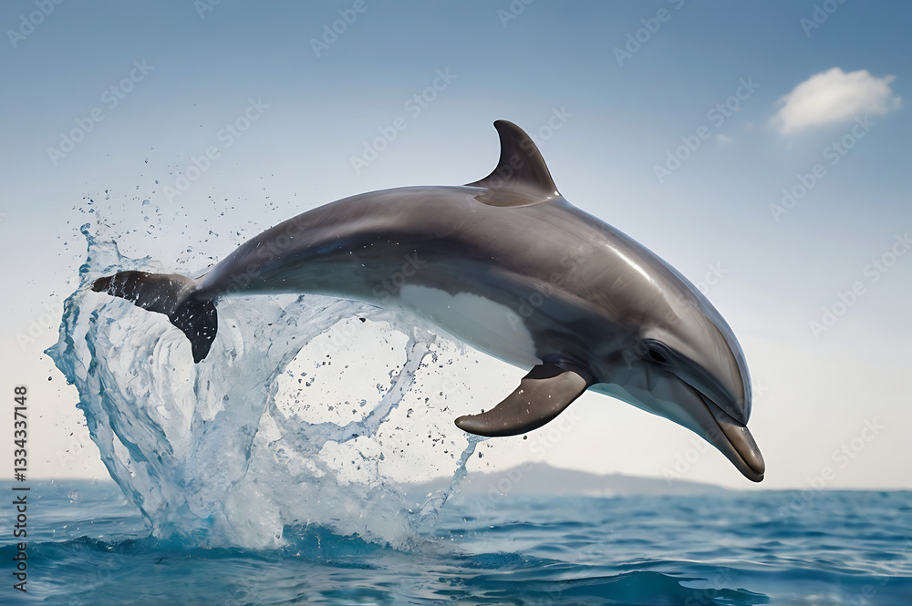 Fototapeta premium jumping dolphin isolated on white or transparent png