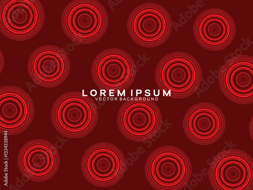 Abstract red glowing geometric lines on dark red background. Modern shiny red circle lines pattern. Futuristic technology concept, perfect for covers, posters, banners, brochures, websites, etc.	