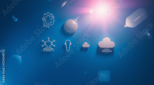 Modern Artificial Intelligence Icon Set with Solid Background for Web and App UI