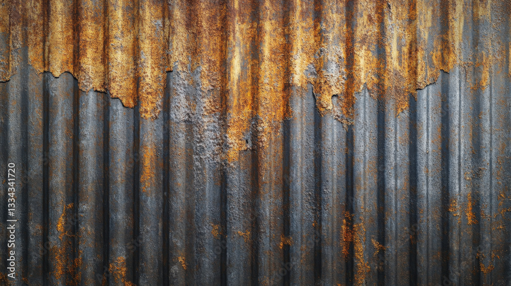 Texture of weathered and rusty corrugated metal showcasing the effects of aging and corrosion adding character and visual interest perfect for backgrounds Texture of weathered and rusty corrugated metal showcasing the effects of aging and corrosion adding character and visual interest perfect for backgrounds