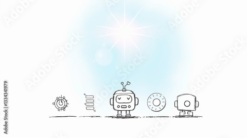 Modern Artificial Intelligence Icon Set with Solid Background for Web and App UI